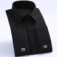 Men's French Cuff Dress Shirt Brand New Long Sleeve Formal Business Shirt Men Casual Black Social Shirts with Cufflinks 6XL