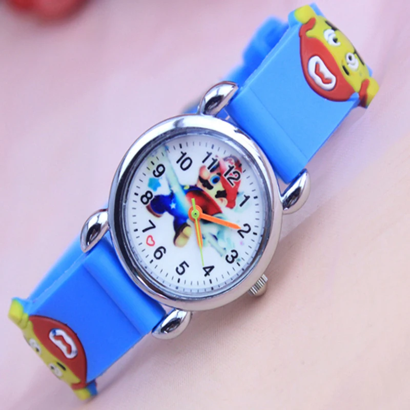 Reloj de pulsera de cuarzo con dibujos animados en 3D para niños, niñas y estudiantes, super mario