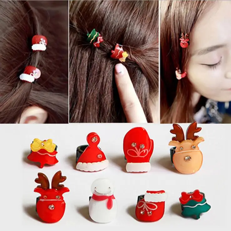 Christmas Deer Sock Small Bang Holder Hair Clips Bun Hairpins Side