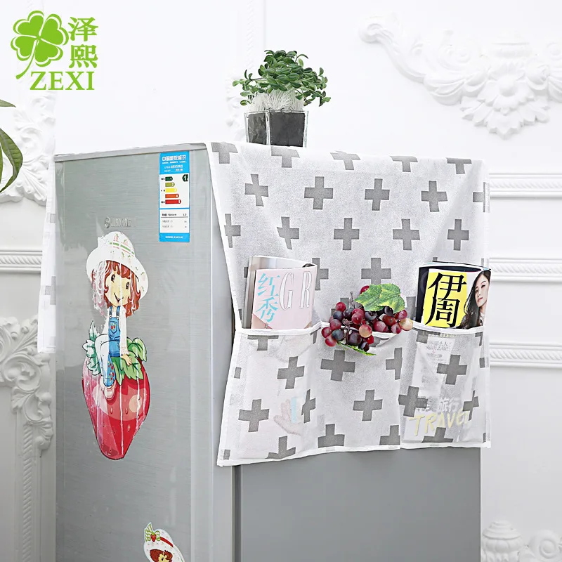 

Household Refrigerator Dust Cover With Storage Bags, Dust Proof Cover For Washing Machine, Practical Fridge Pouch Organizer