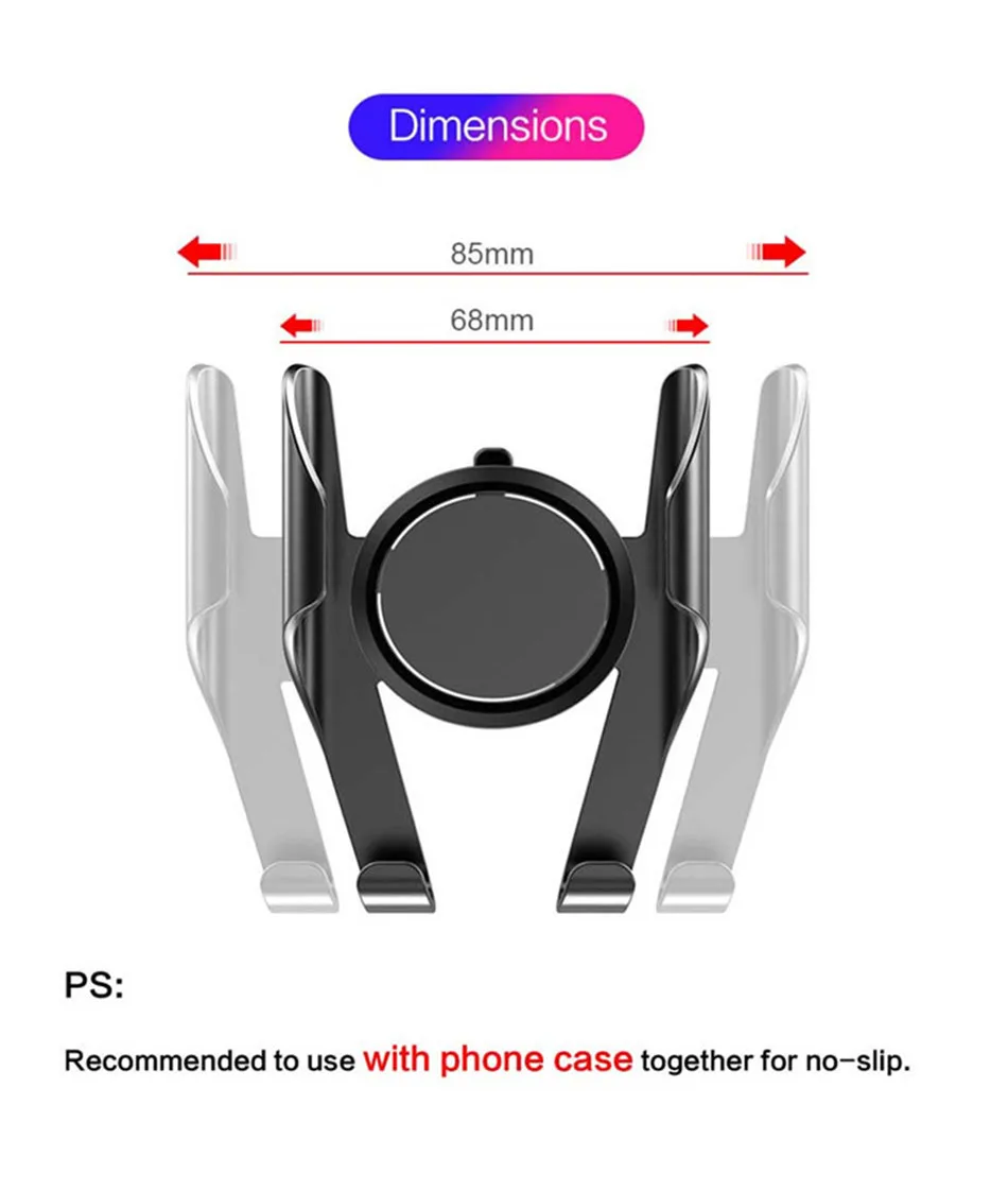 LINGCHEN Автомобильный держатель для телефона на лобовое стекло, вращение на 360 градусов, автомобильный держатель, крепление на вентиляционное отверстие для iPhone 7, 8, XS, Xiaomi, держатель для мобильного телефона