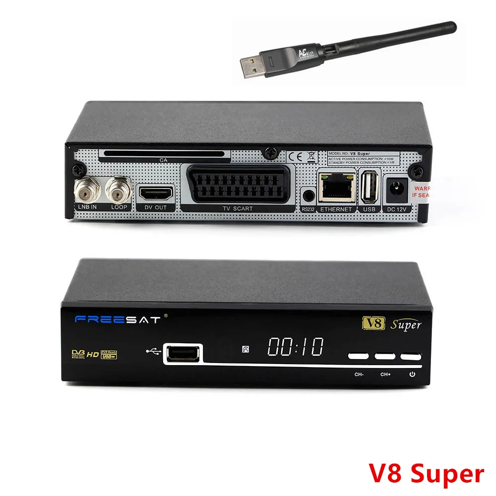 Original Freesat V8 Super Satellite TV Receiver Suport 1080P Full HD DVB S2 Full PowerVu DRE
