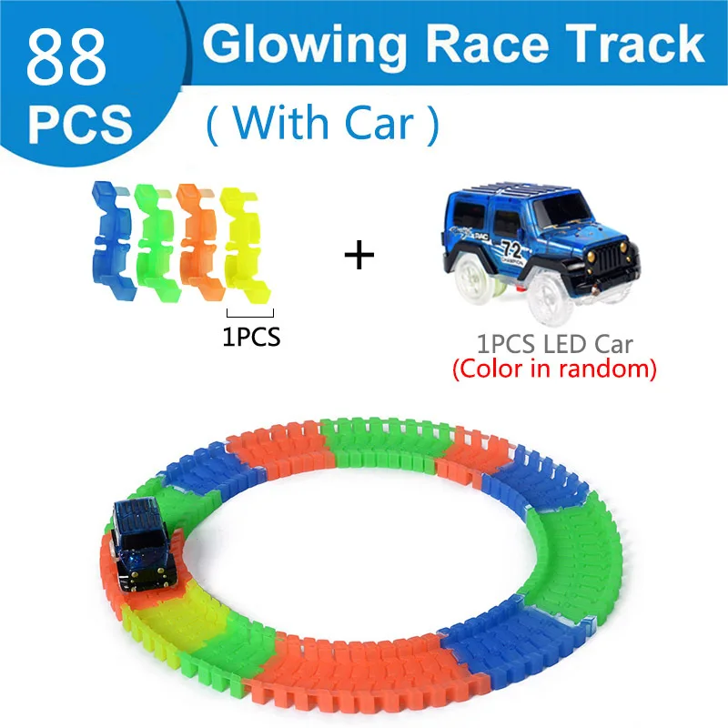 

DIY Glowing Tracks Kart Cars PVC Luminous Race Track Flexible Wheels Railway Road Mini Diecast Cars Model Toys for Kids