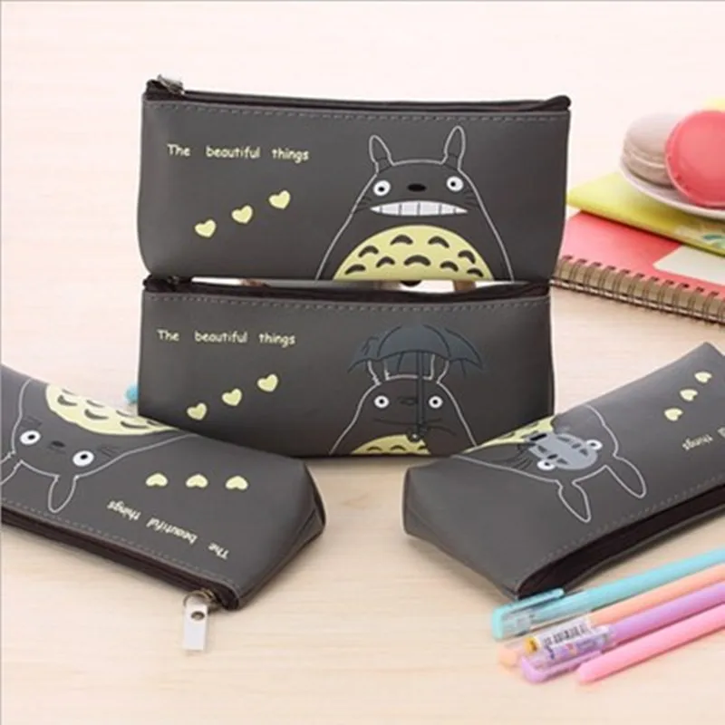 Cartoon Japan TOTORO Pencil Case PU Leather Pencil Bag School Supplies