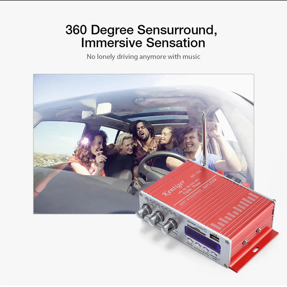 

Kentiger HiFi 4-channel Stereo Audio Remote Control Amplifier