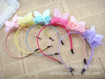 

12pcs Boutique Cute Floral Lace Animal Ears Hairbands Solid Rabbit Ears Hard Headbands Fashion Princess Hair Accessories
