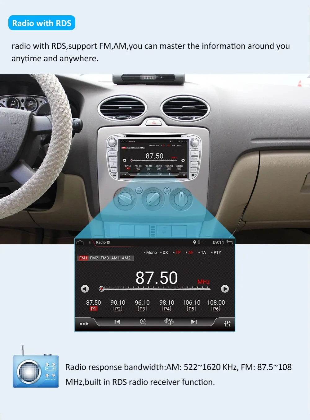 Excellent Bosion Car Multimedia Player Android 9.0 GPS 2 Din car dvd player for FORD/Focus/S-MAX/Mondeo/C-MAX/Galaxy wifi car radio DSP 7