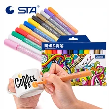 STA 12 цветов акриловые краски маркер эскиз канцелярских товаров Набор для DIY Манга рисования маркер ручка школьников краски er поставки