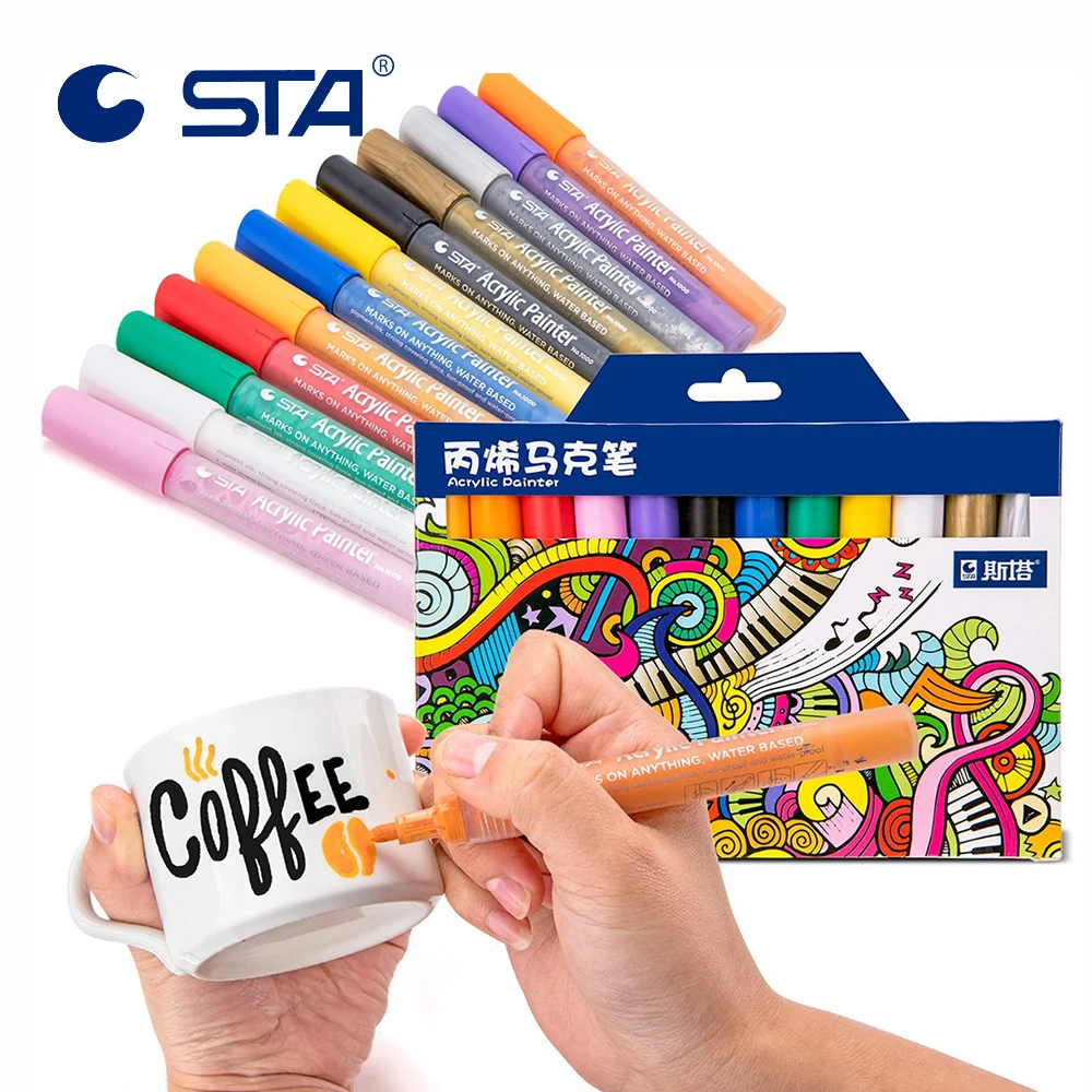 

STA 12 Colors Acrylic Paint Marker Sketch Stationery Set For DIY Manga Drawing Marker Pen School Student Painter Supplies