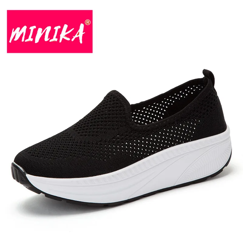 Meilleur MINIKA Peu Profonde Bouche Femmes Chaussures Plates Solide Couleurs Respirant Femmes Maille Chaussures Fond Épais Ultra Léger Femmes Casual Chaussures