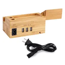 Бамбуковая зарядная станция, многофункциональная зарядная станция с тремя usb-портами, деревянная док-станция-органайзер для iPhone X/8/7/6/5S 85