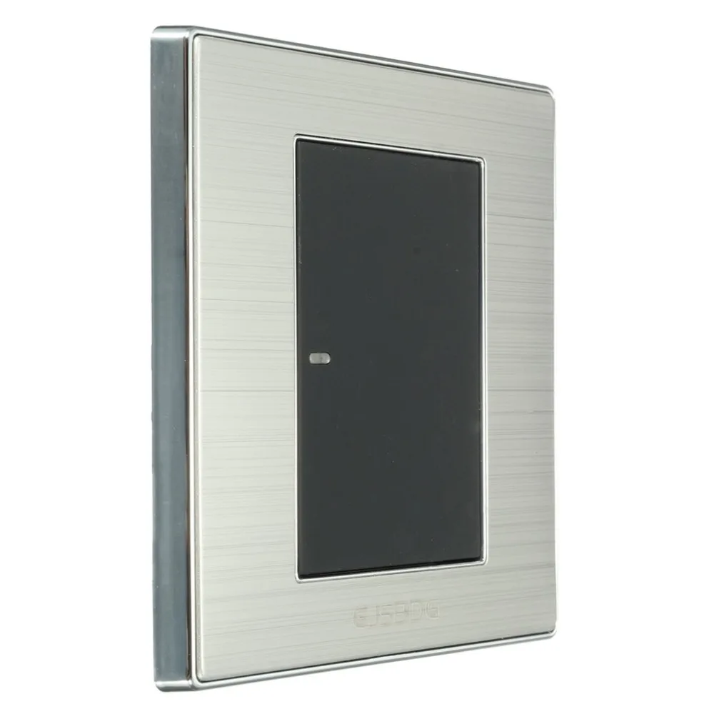 

10A 250V LED Light 1 Gang 1 Way Modern Switch Wall Mount Touch Panel Control Brushed Metal Stainless Steel Home Indoor Switch