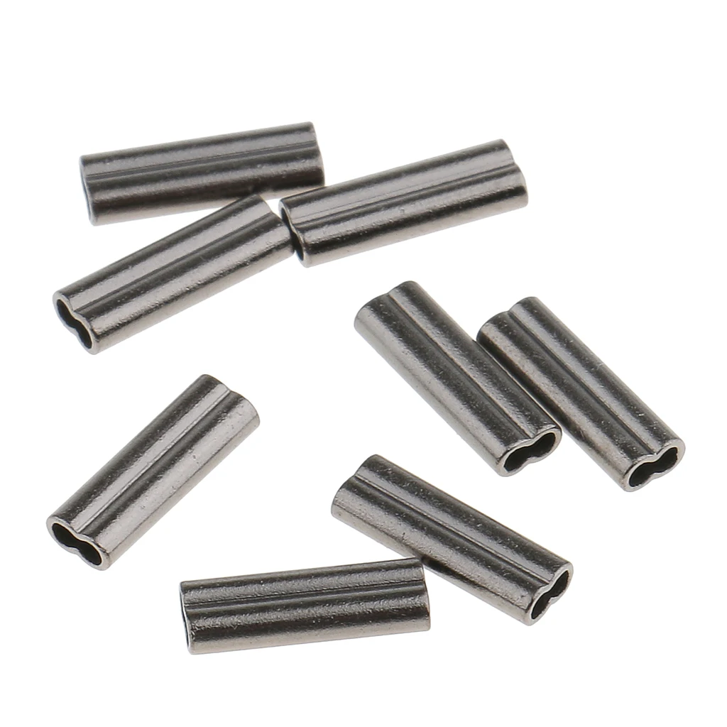 50pcs/set Double Barrel Crimp Sleeves 100% Copper  Fishing Line Leader Trace Rigging Tackle Wire Rope Clips Tube Connector