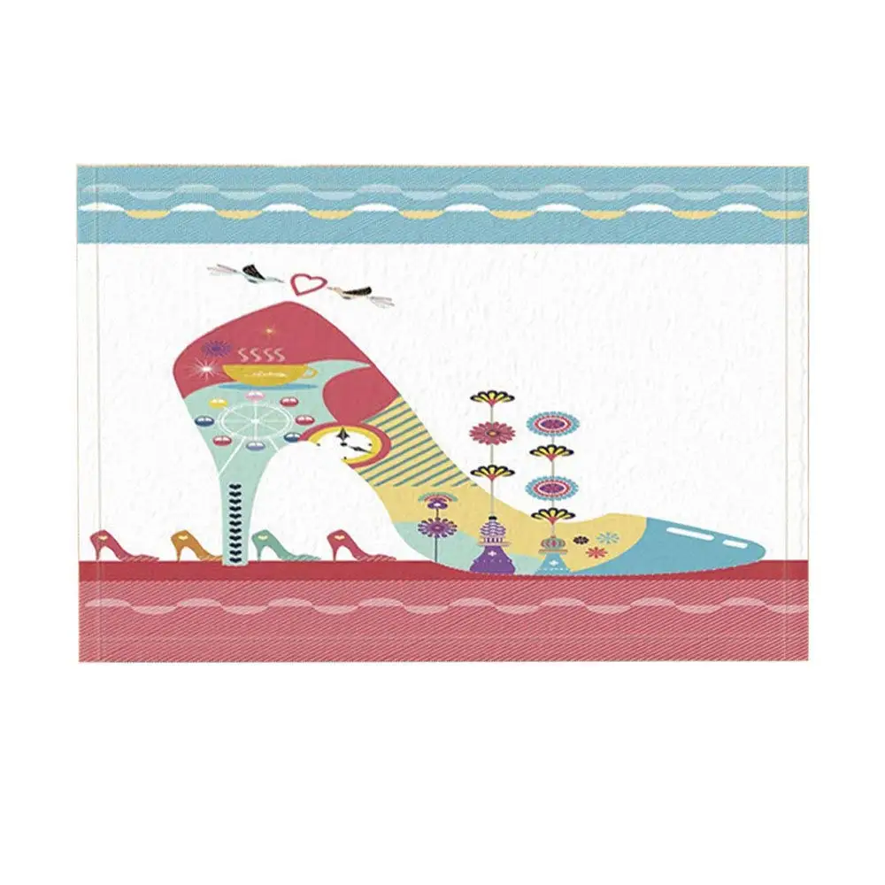 

Fashion Bath Rugs By, Teen Girl High-Heeled With Cartoon Pattern Digital Printing, Non-Slip Doormat Indoor/Outdoor Doormat
