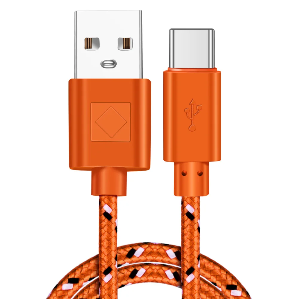 OLAF Mobile Phone Type C Cable for Samsung S9, Fast Charge USB Type-C Cord Cable for Xiaomi mi8 USB Cables for Huawei honor 10 Orange Cable