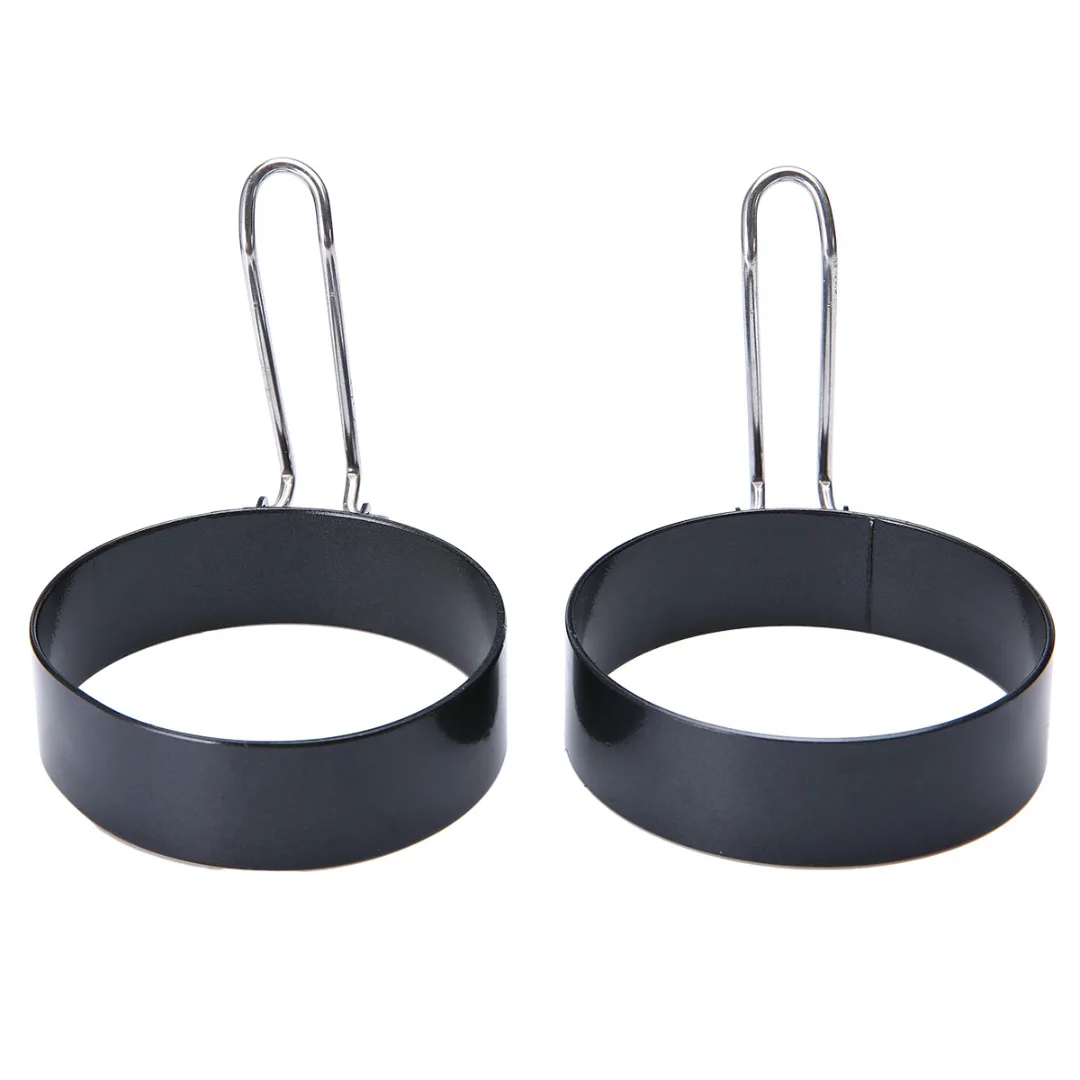 

2pcs Stainless Steel Nonstick Handle Fried Egg Rings Shaper Round Pancakes Molds Ring