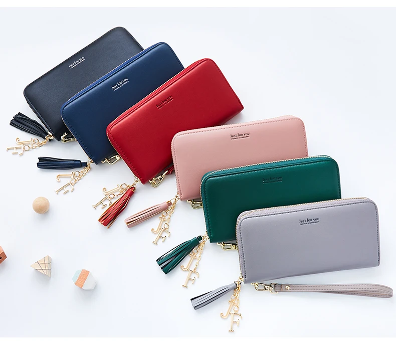 Tassel Wristband Women Wallet Many Departments Female Wallets Brand Designer Ladies Long Clutch Purses Phone Pocket Card Holder