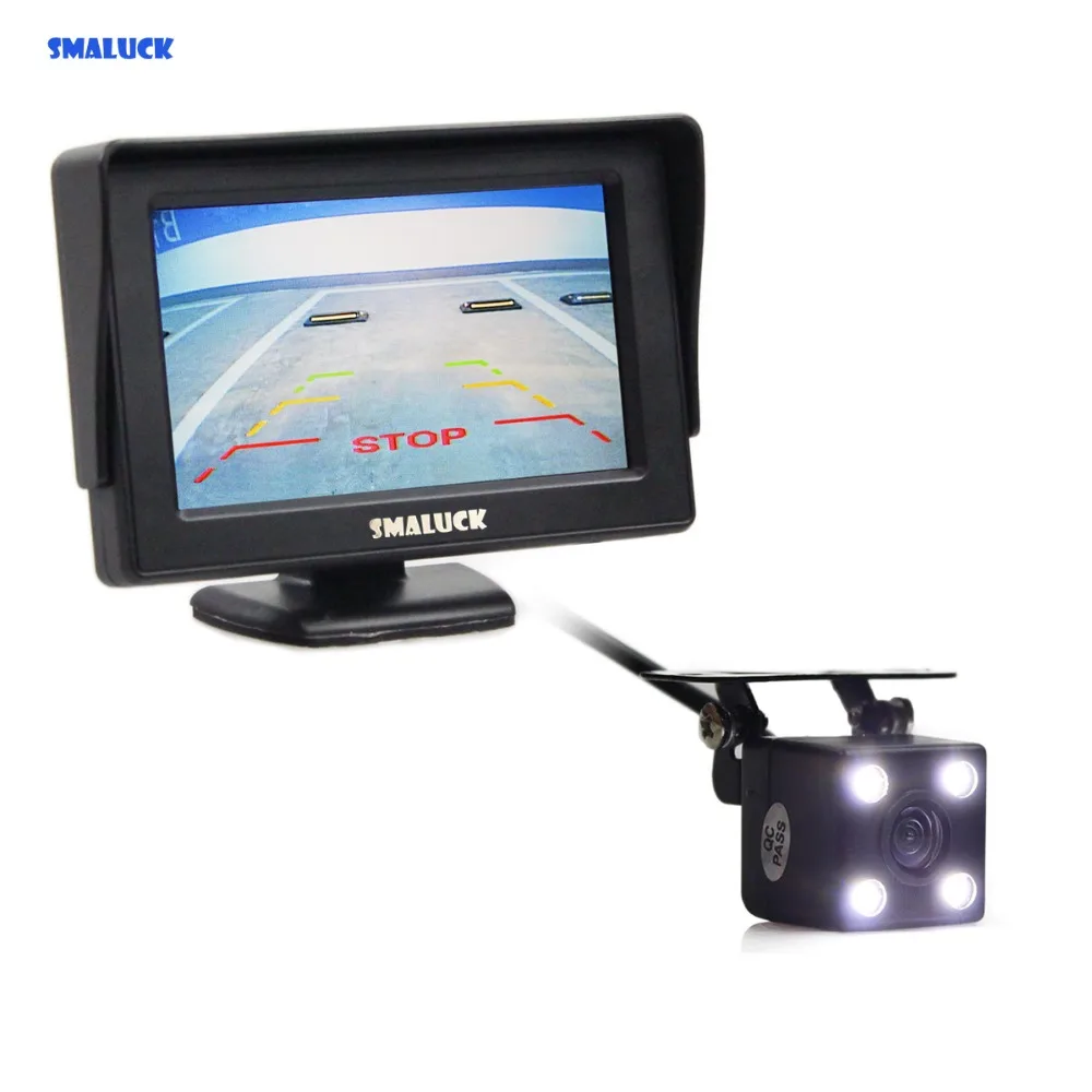 

SMALUCK Wire 4.3 inch TFT LCD Car Monitor Rear View Kit Reversing HD LED Camera Parking Assistance System Kit