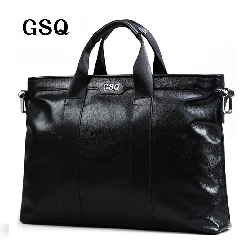 GSQ Genuine font b Leather b font Men font b Handbag b font Classic High Quality