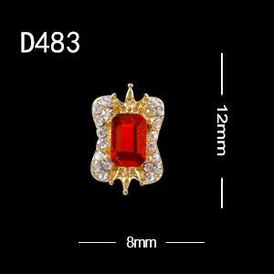 10pcs D483 10 шт./лот 3D нейл-арта разноцветного квадратного овальные Стразы в форме Капель сплав накладной ноготь с металлическим чипом для декорирования вестибюлей - Цвет: 10pcs D483