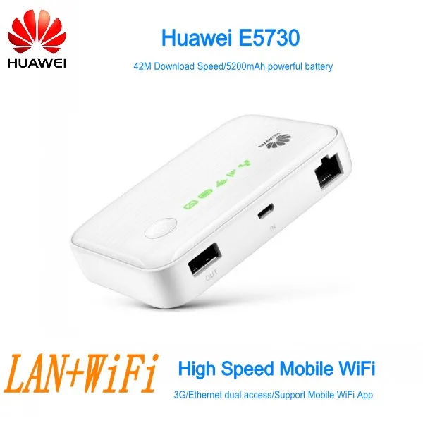 Unlocked Huawei E5730 3g Mobile Pocket 3g WiFi Modem 3g wifi router mifi dongle 3g with power bank usb rj45 pk e5570 e5776 e5756