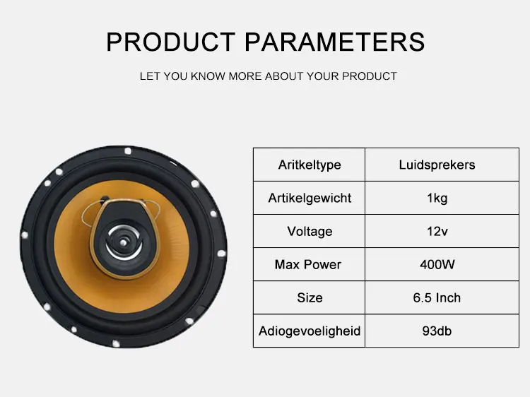 Топ автомобильный динамик 6,5 дюймов аудио 400 Вт 4ohm 2 Way Mid-Bass среднего размера аудиокомпонент системы коаксиальные динамики