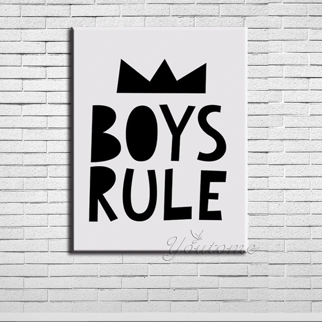 Black And White Nursery Boys Rules Quote Modern Poster Canvas Black And White Nursery Boys Rules Quote Modern Poster Canvas Printings Wall Art