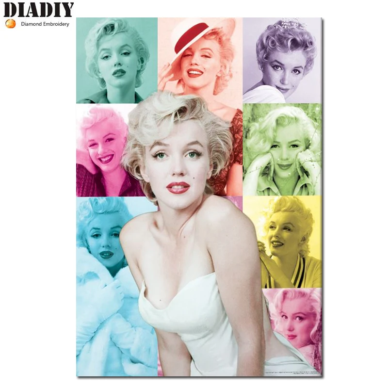 

DIADIY Round Diamond Embroidery, Marilyn Monroe Portrait Full,5D,DIY Diamond Painting,Cross Stitch,3D,Diamond Mosaic,Decor
