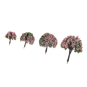 

4 Model Tree Beautiful Flower Tree Train Railway Park Architecture Scenery Decor