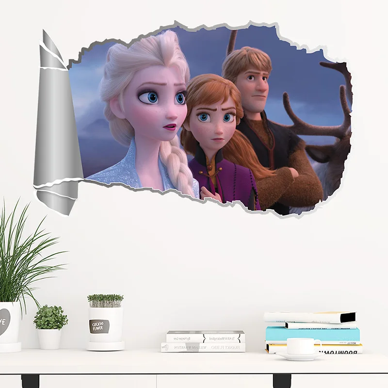 2019 New Kristoff Elsa Anna Princess Wall Stickers For Home Decoration Kids Room Decals 3D Anime Mural Art Frozen 2 Movie Poster