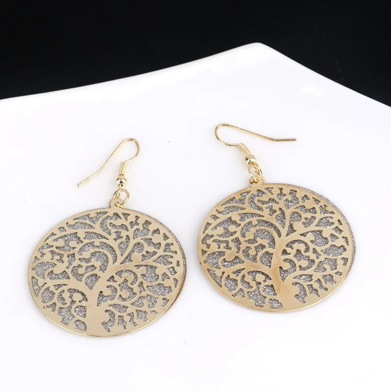 

Fashion Alloy Tree in Round Disk Earring Women Jewelry