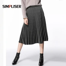 Простая трикотажная плиссированная юбка для женщин эластичная талия Femme уличная миди юбка Женская эластичная высокая талия Повседневная юбка