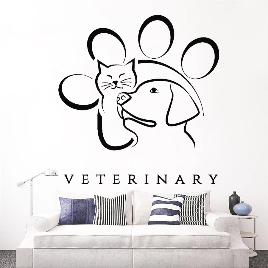 

Veterinary Medicine Animal Pet Wall Decal Vinyl Stickers Mural Dog Cat Pattern Window Decals Poster Removable Wallpaper D375