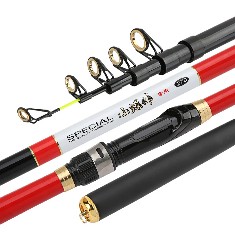 

2019 series new design 2.1-3.6m telescopic fishing rod closed 67cm ultralight short spinning rock rod travel stick pesca pole