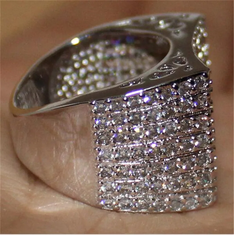 Роскошное ювелирное серебро 14 K белое позолоченное с камнями установка 238 шт Имитация бриллианта обручальное свадебное кольцо для женщин мужчин