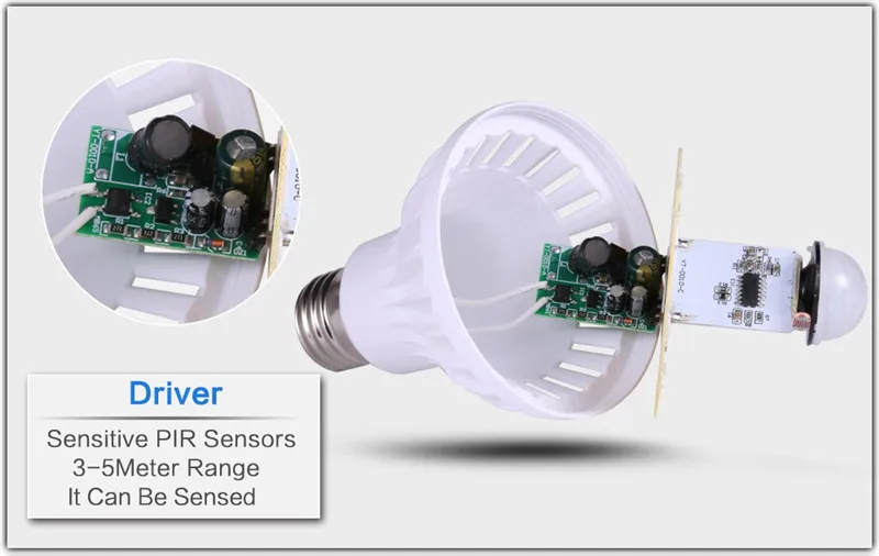 110 В/220 В PIR лампа с датчиком движения E27 Светодиодная лампа 5 Вт 7 Вт 9 Вт Авто умная Led PIR инфракрасная лампа с датчиком движения
