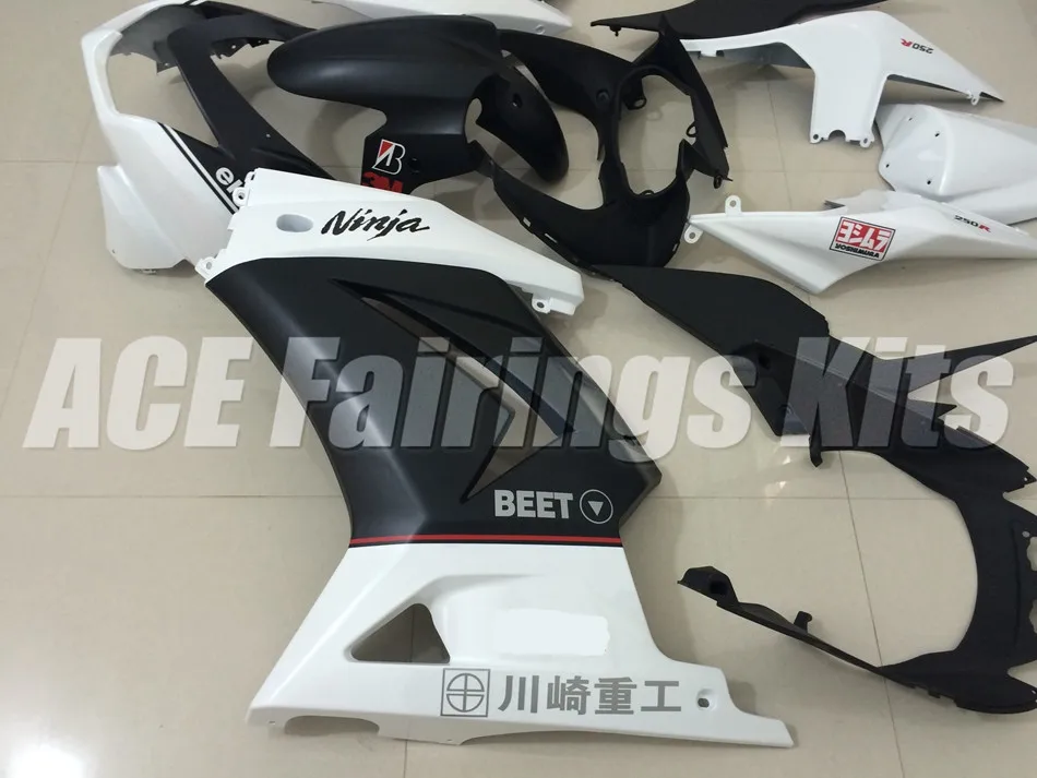 Литья под давлением ABS обтекатель комплект для Kawasaki ninja250 2008- EX250 250 2008 09, 10, 11, 12, 13, 14, Обтекатели; стильные; белый, черный
