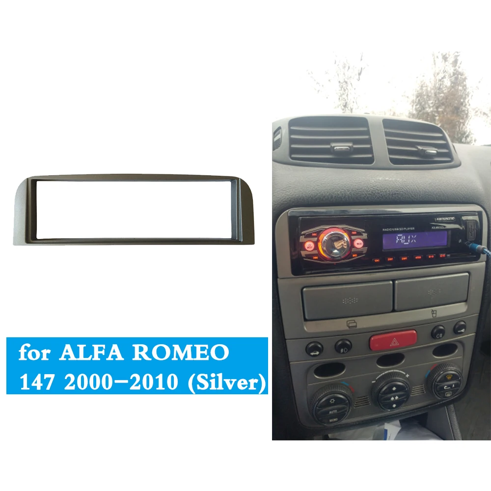 Один Din Fascias радио для ALFA ROMEO 147 стерео CD DVD панель Dash Установка отделка комплект Серебряный DVD рамка