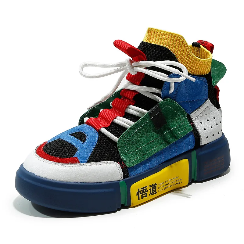 

2018 Genuine Leather Women's Platform Chunky Sneakers Fashion Buckle Women Flat Thick Shoes Woman Dad Footwear