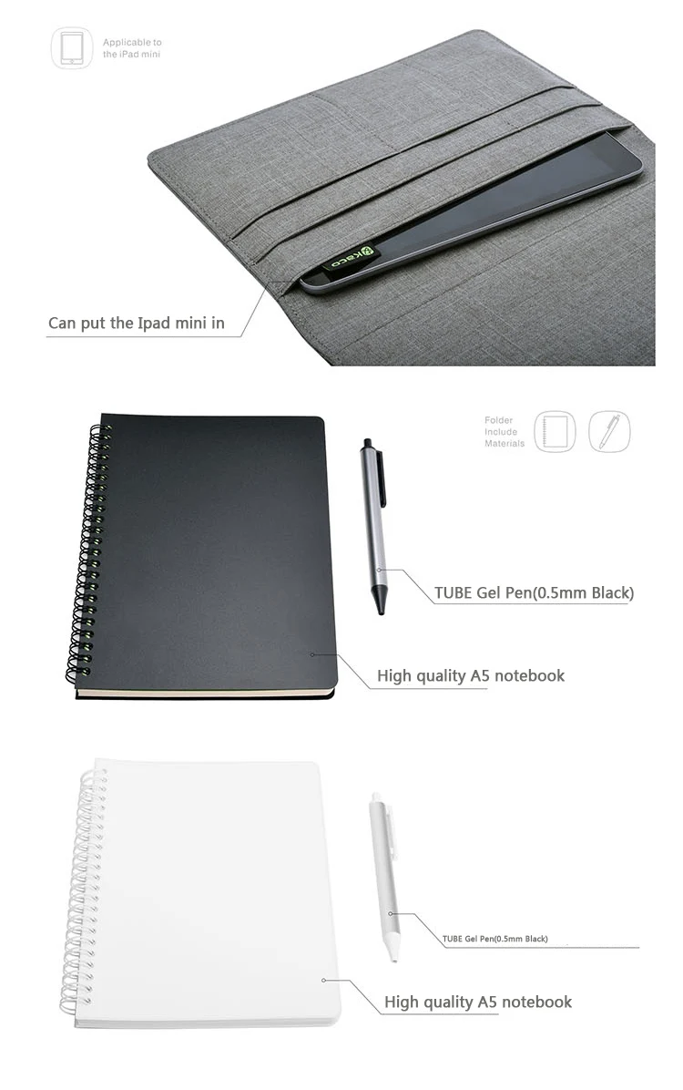 KACO ALIO, высококачественный водонепроницаемый тканевый бизнес-набор, конференц-подарки, A5, ноутбук, многофункциональные офисные принадлежности