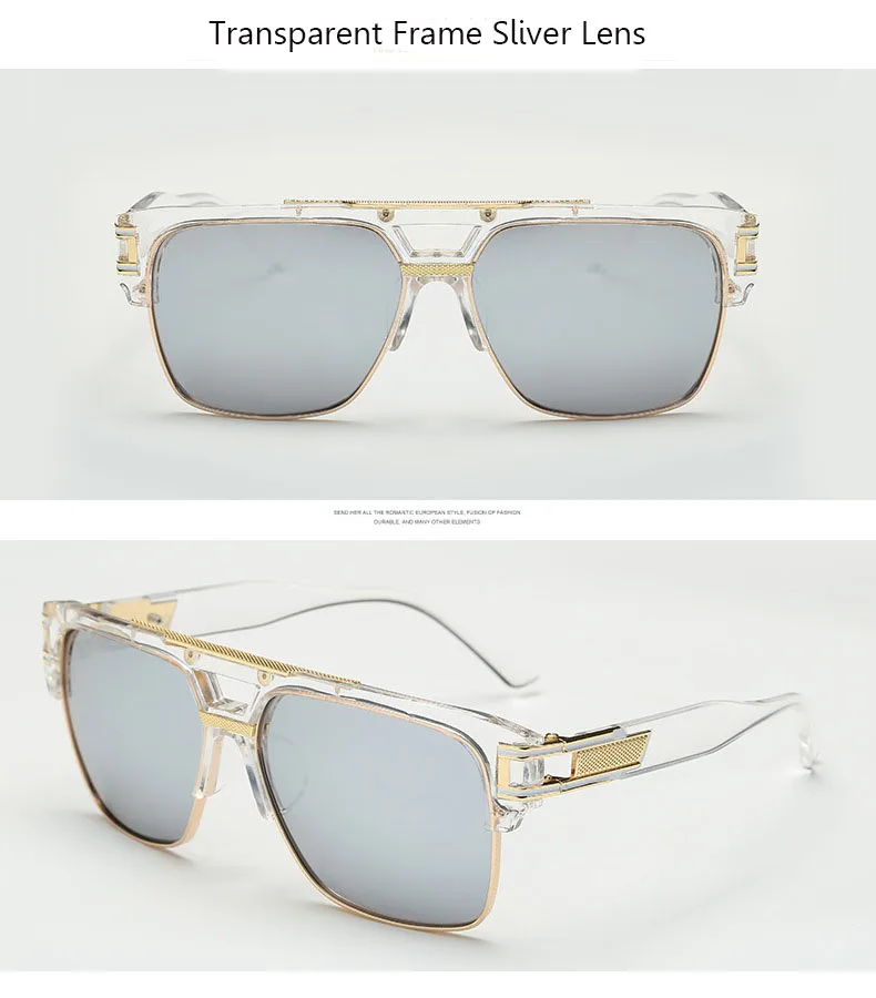 Новые брендовые дизайнерские Золотые Большие Мужские квадратные солнцезащитные очки модные очки для мужчин ретро очки oculos de sol sonnenbrille - Цвет линз: toumingbai