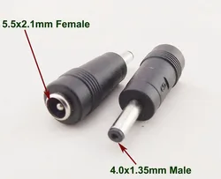 Universal DC Power Adapter Connector - 4.0mm Male Plug to 5.5mm Female Jack - Other (Black)