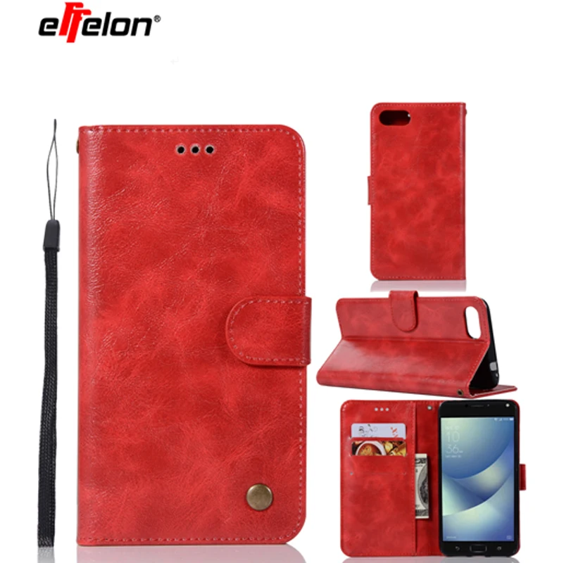 

New Case For ASUS ZenFone 4 Max ZC520KL 5.2inch Vintage Retro Plain PU Leather Wallet Case Cover Stand Function Card Holder