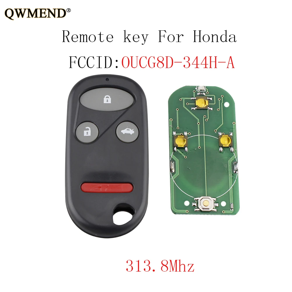

QWMEND 3+1Buttons Keyless Entry Remote Car Key Fob For Honda CR-V 2002 2003 2004 313.8Mhz For Honda CR-V OUCG8D-344H-A