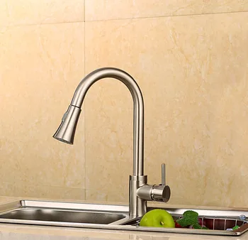 

Hot Sale Fashion Pull Out Kitchen Sprayer Faucet/ Brass NICKEL BRUSHED Material Design Hot And Cold Wash Basin Sink Mixer Tap