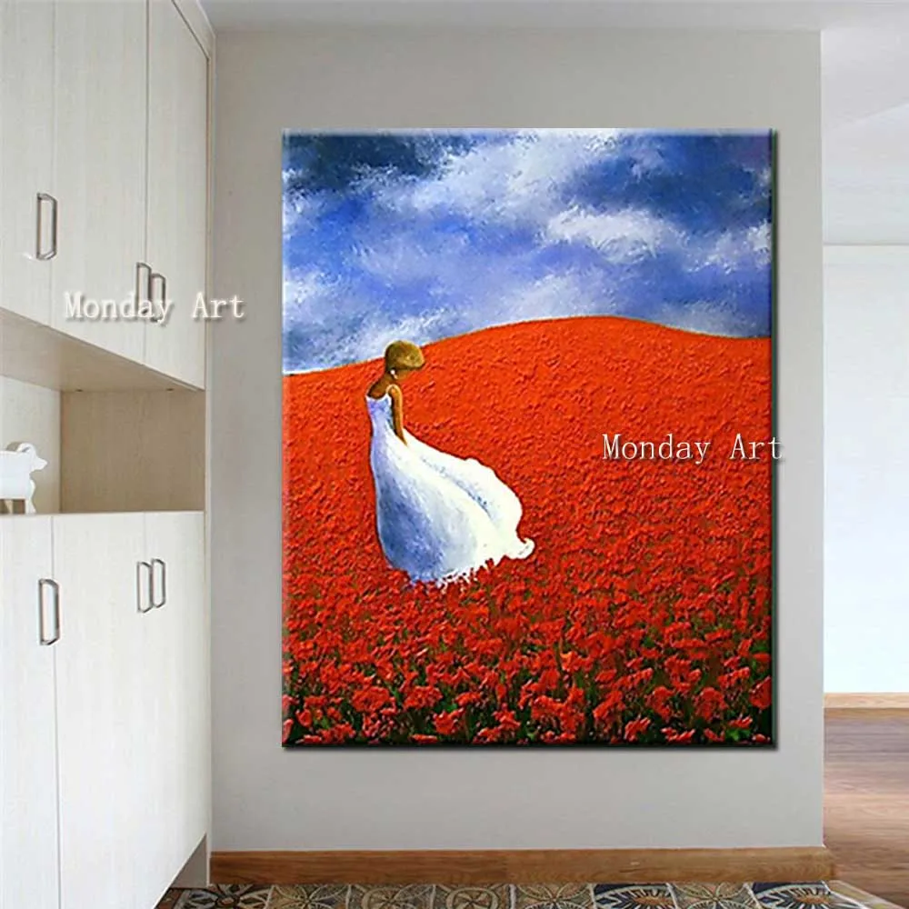 Hand-Painted-Thick-Oil-Flower-Girl-Landscape-Canvas-Oil-Painting-Abstrac-Wall-Art-Picture-Living-Room (4)