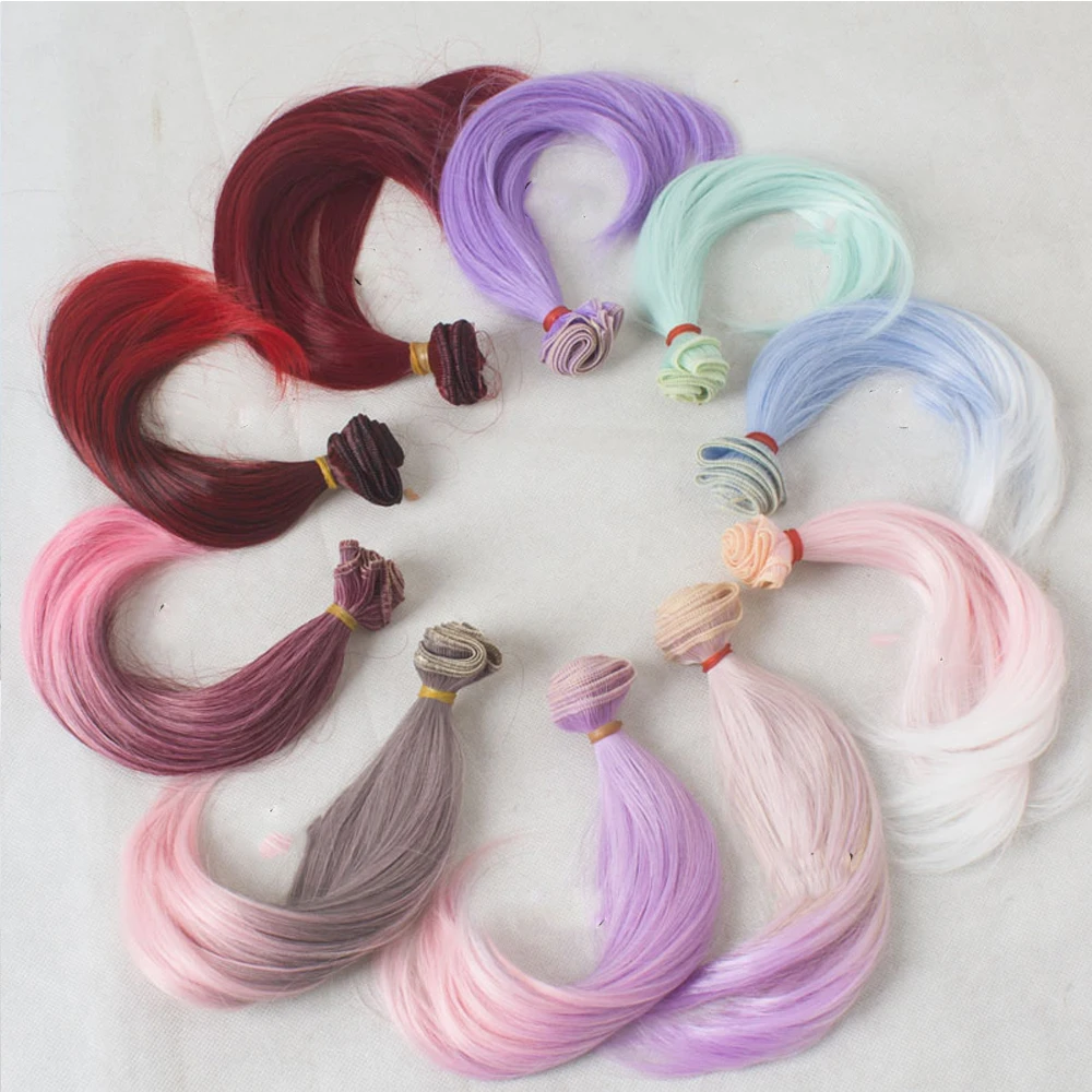 Fashion 15100cm DIY Mini Tresses Doll Wig High-Temperature Material Straight Hair Wig For BJD High-Temperature Doll Accessories (2)
