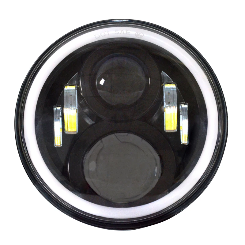 

New 6 Chips 7 Inch 50w*2 Round LED Headlights For Wrangler Jk TJ LJ CJ With White DRL Amber Turn Signal Halo Ring (Pair)