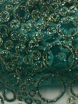 

2017 New Arrival french Net african live green glitter sequence sequin lace fabric for wedding party