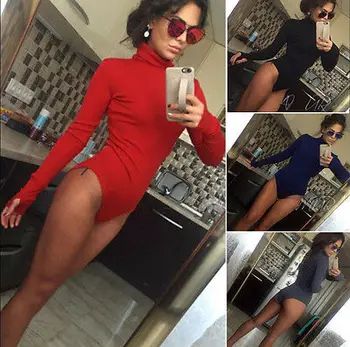 

Fashion Womens Ladies Sexy Turtleneck Long Sleeve Bodycon Slim Bodysuit Romper